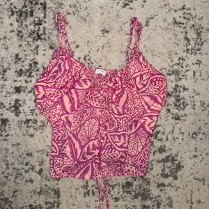 Sienna Sky Pink and Cream Leaf Pattern Top